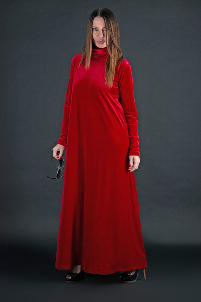 Elegant Turtleneck Velvet Dress VALERIE EugFashion 