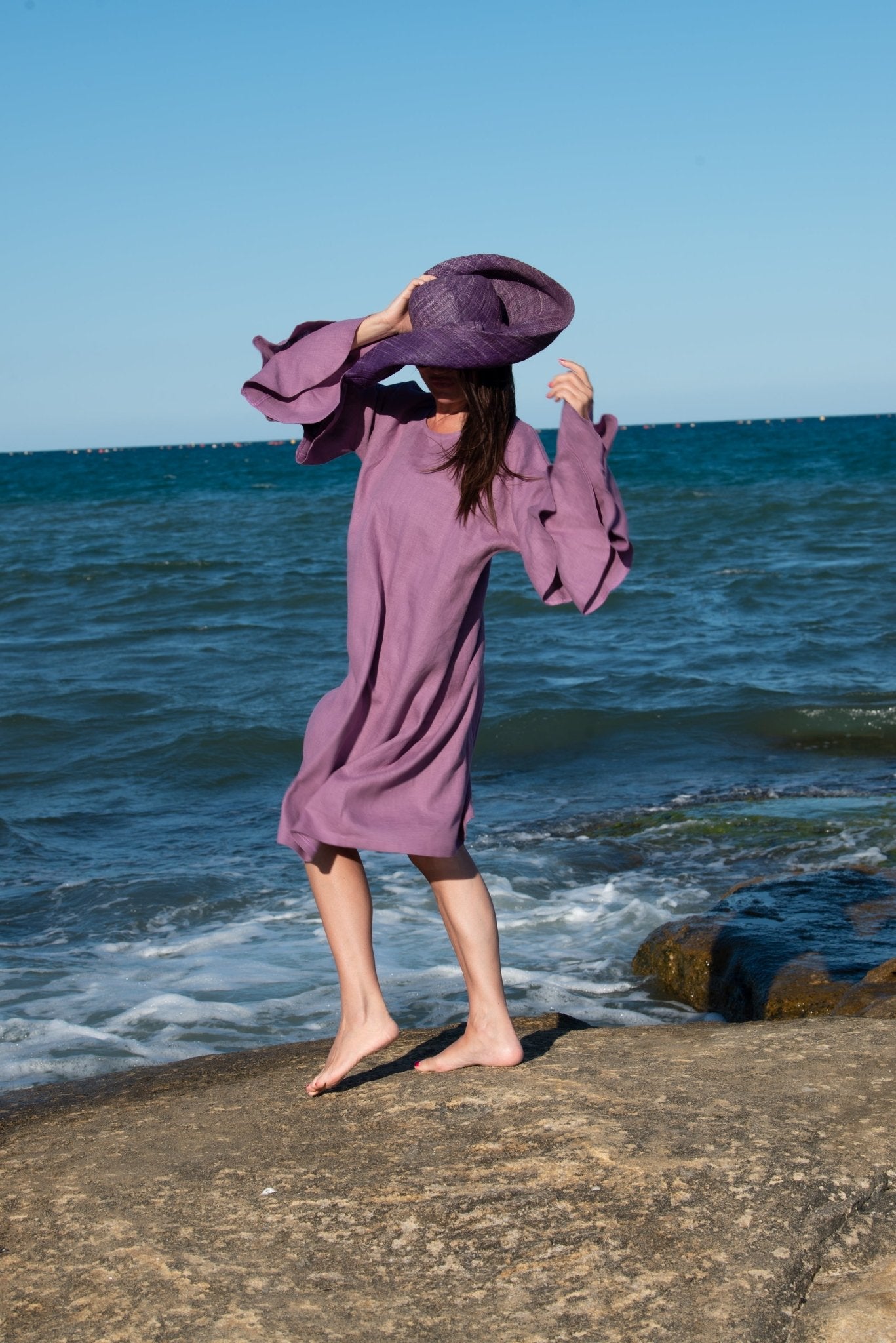 Linen Flounces Dress ANNA - EUG FASHION EugFashion 