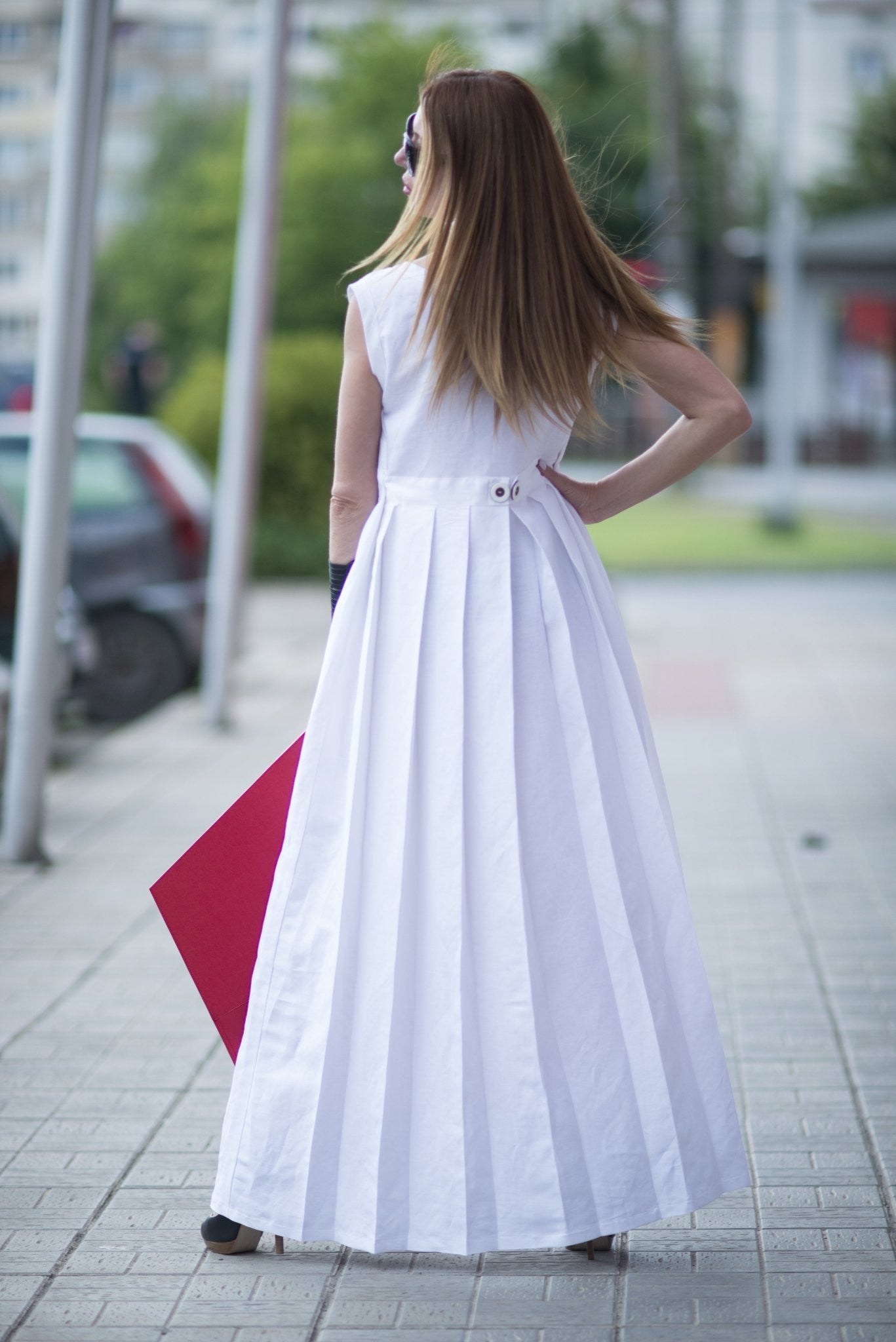 Linen Long Summer Dress AMBER - EUG FASHION EugFashion 