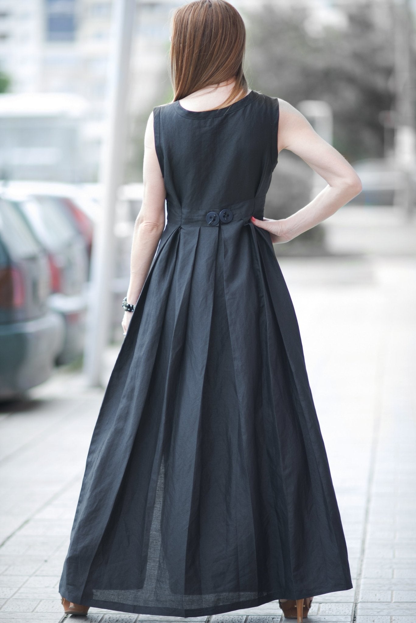 Linen Maxi Dress AMBER - EUG FASHION EugFashion 