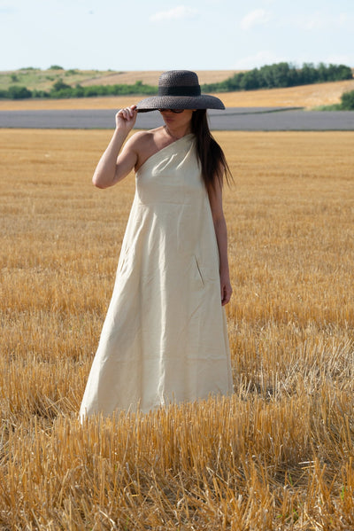 Linen One Shoulder Dress TIFFANY - EUG FASHION EugFashion 