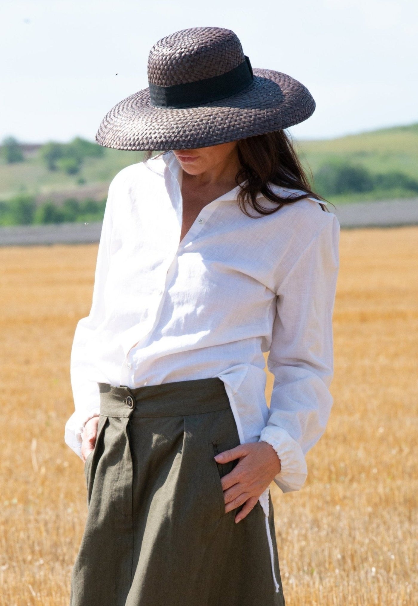 Linen Shirt with long sleeves JENNA - EUG FASHION EugFashion 