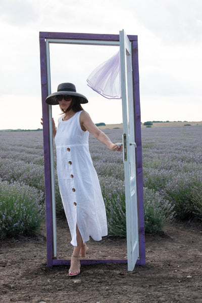 Linen Summer sleeveless Dress PRIMA - EUG FASHION EugFashion 