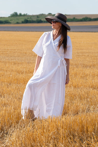 Linen Wrap Dress VERONA - EUG FASHION EugFashion 