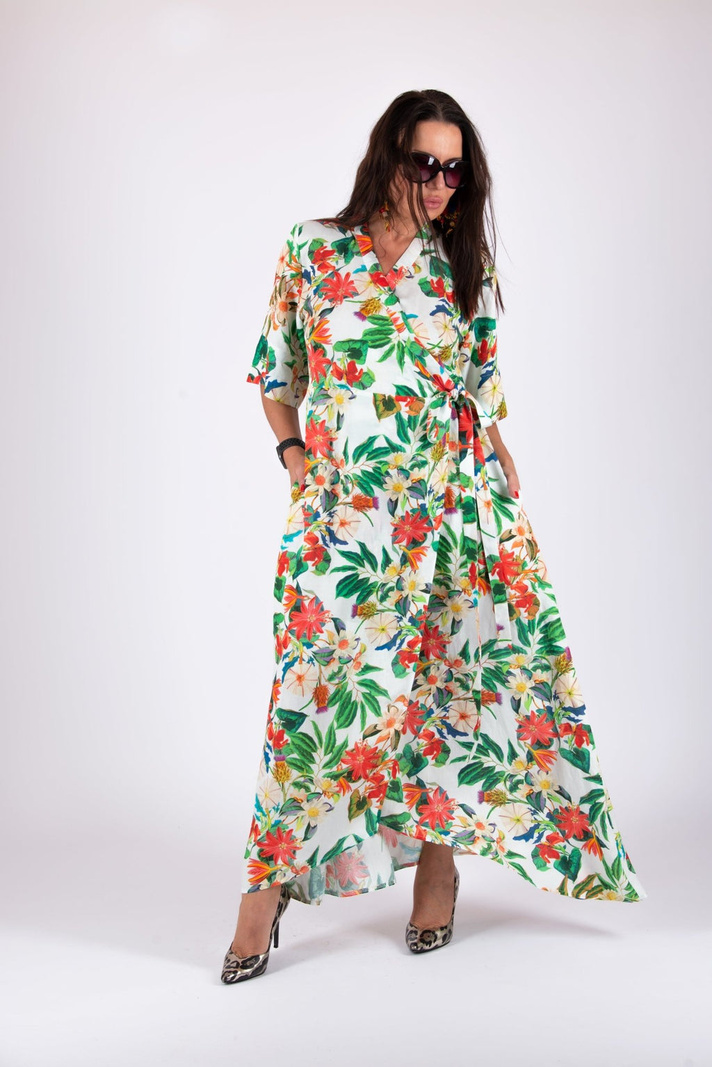 Linen Wrap Long Dress VERONA - EUG Fashion