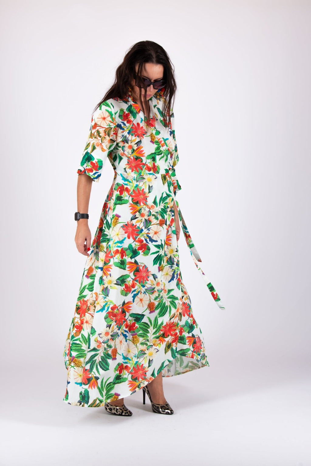 Linen Wrap Long Dress VERONA - EUG Fashion