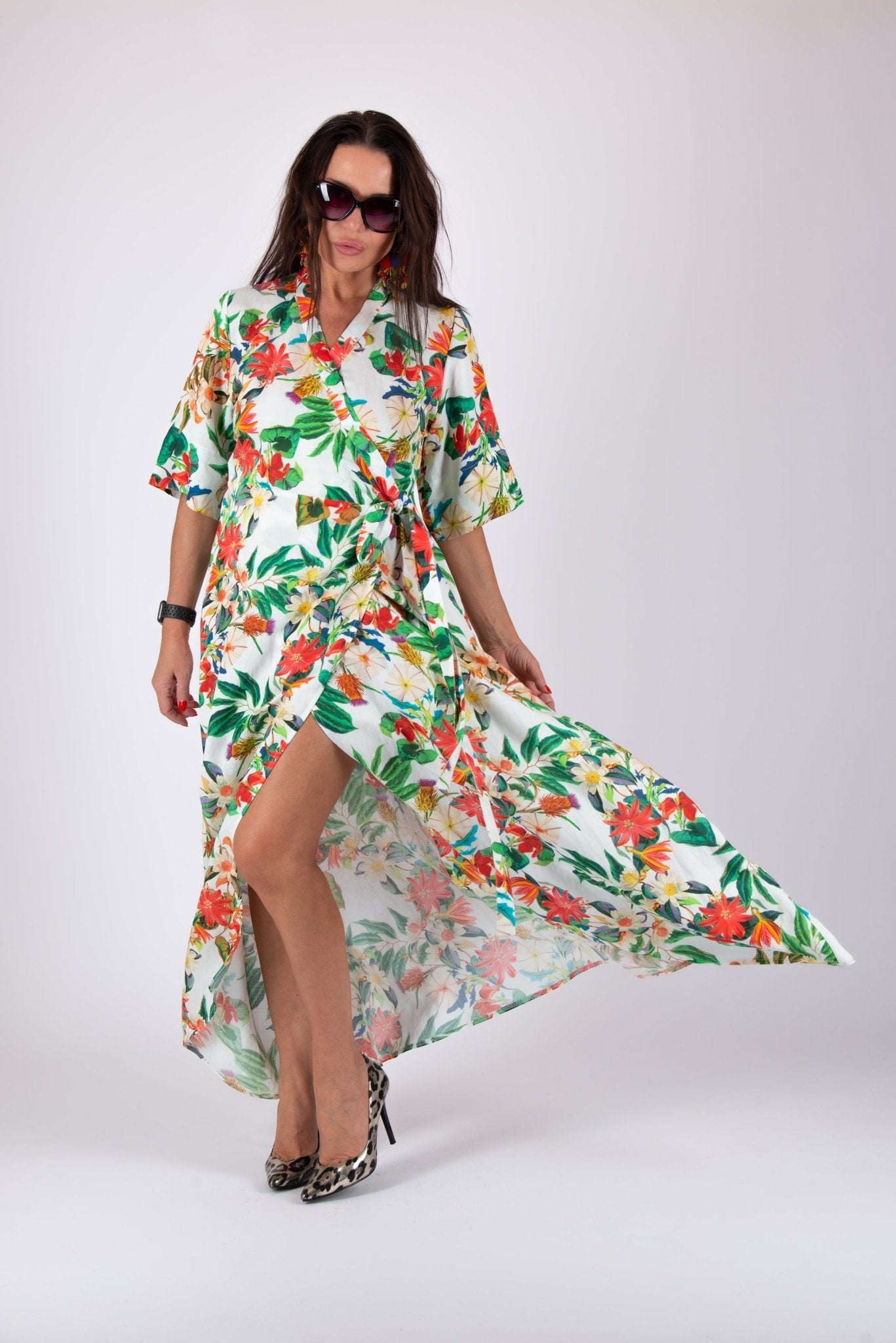 Linen Wrap Long Dress VERONA - EUG Fashion