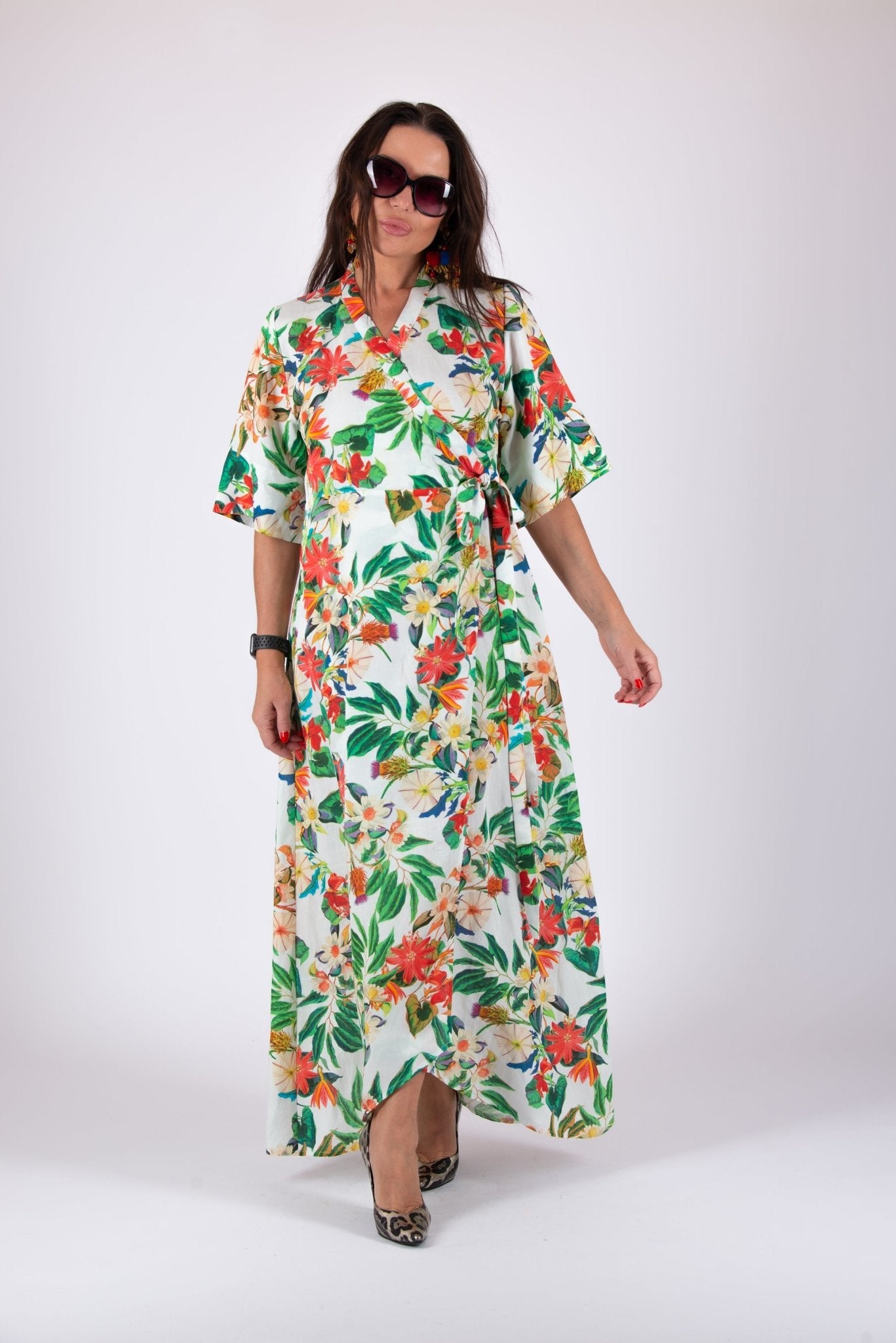 Linen Wrap Long Dress VERONA - EUG Fashion