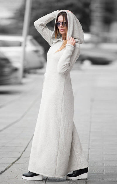 Long Hooded Winter Dress LINDA - EUG FASHION EugFashion 