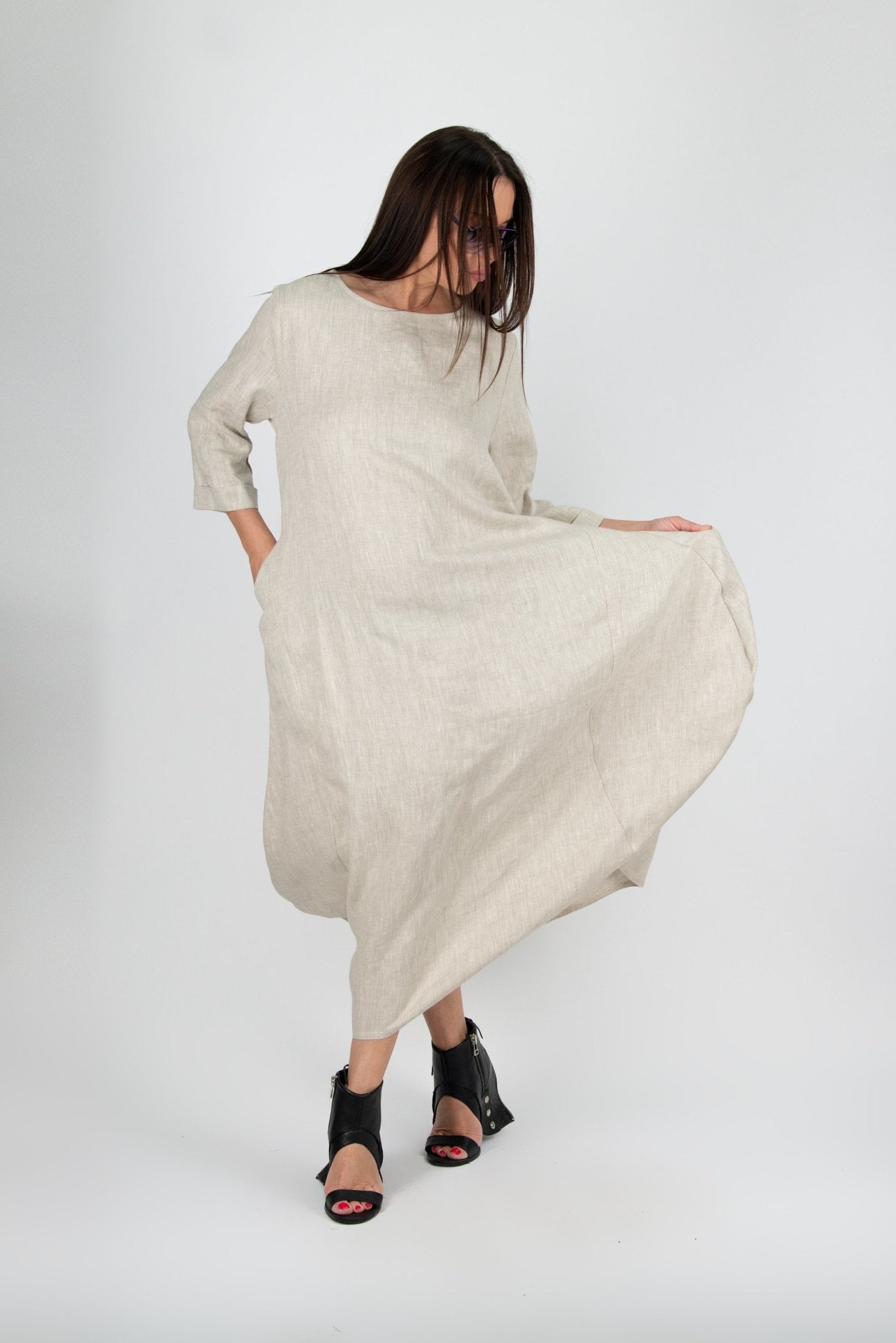 Long Linen Dress Kelly - EUG Fashion