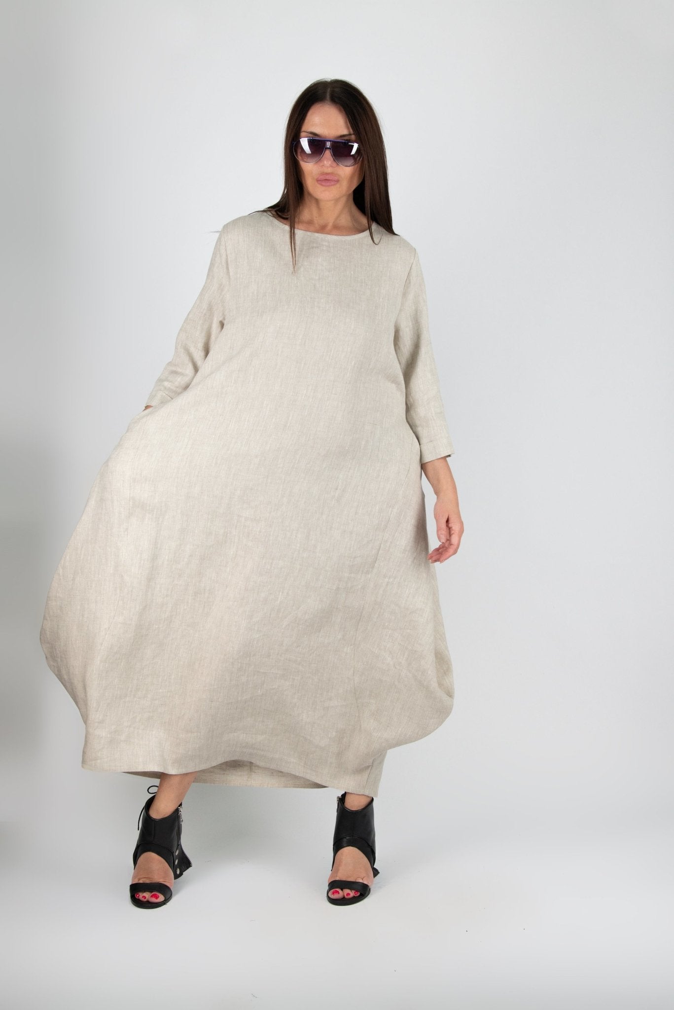 Long Linen Dress Kelly - EUG Fashion