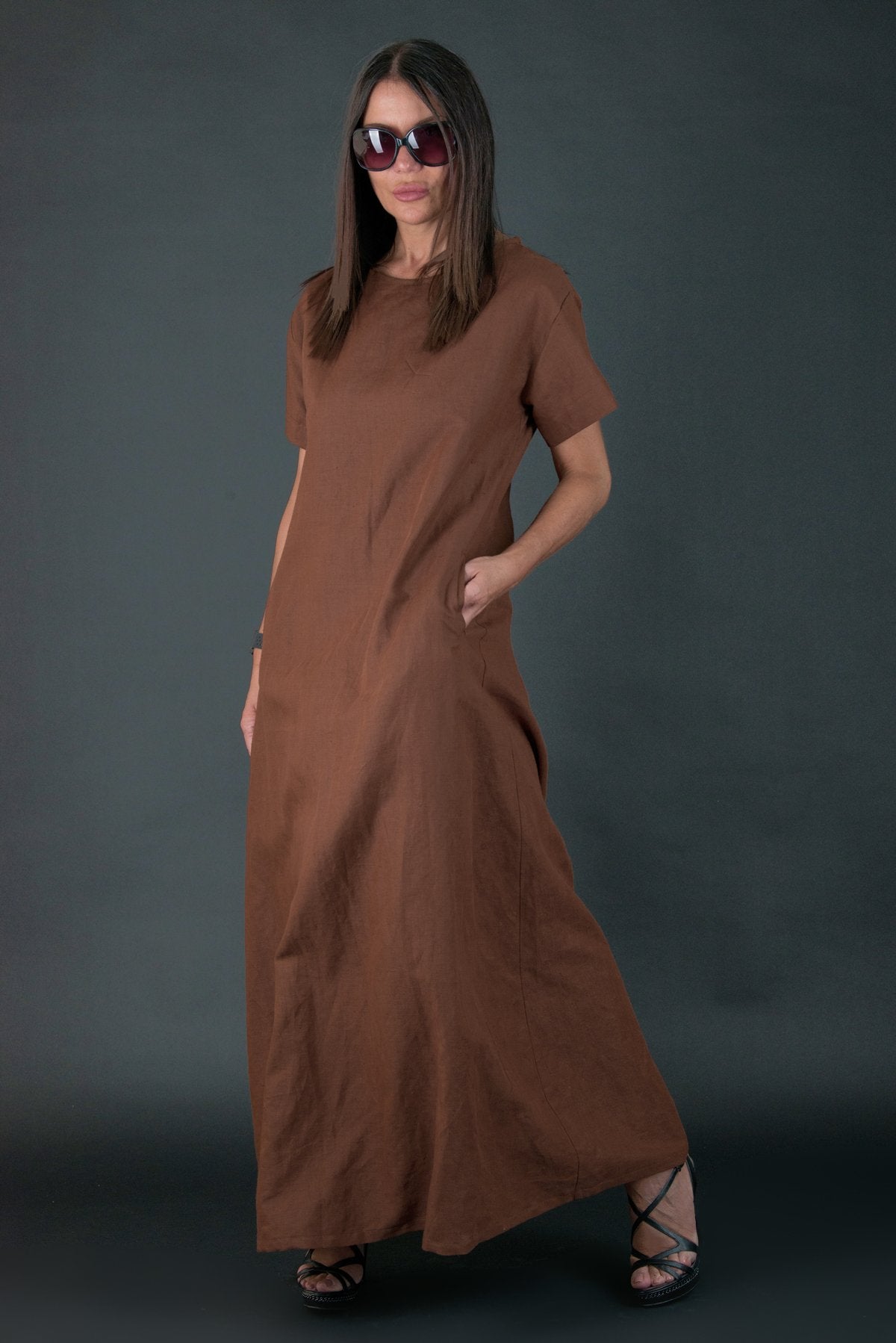 Long Linen summer Dress Renee - EUG FASHION EugFashion 