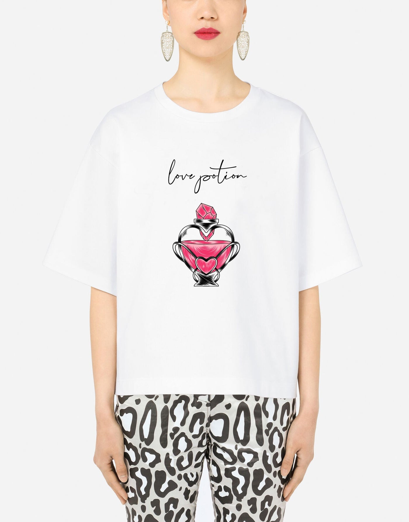 Love Potion Valentine's Print on Cotton T-shirt - EUG FASHION EugFashion 