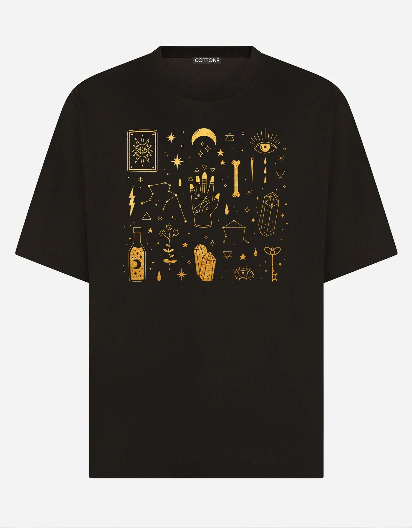 Magical Golden Elements Printed T-shirt - EUG FASHION EugFashion 