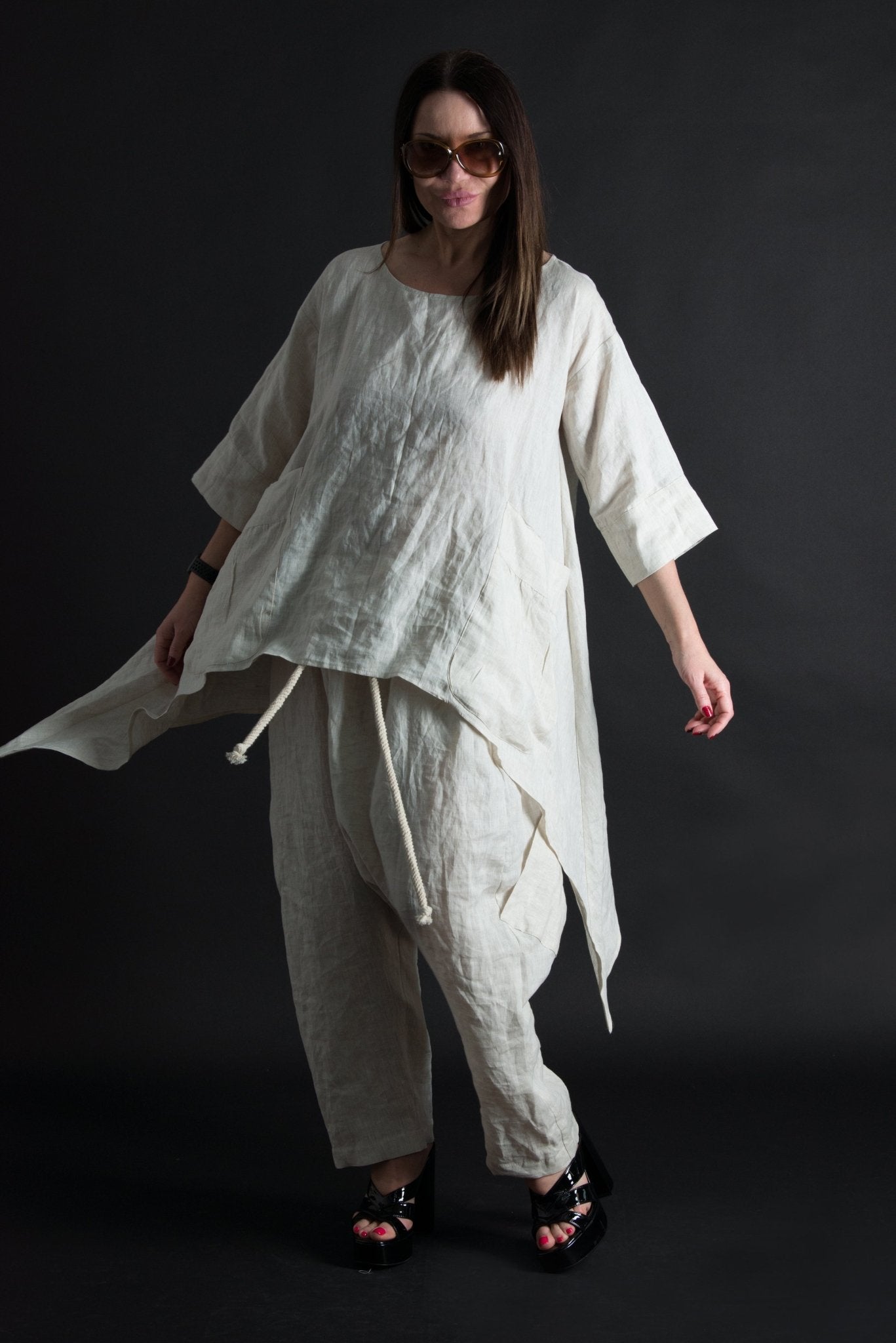 Natural Linen Tunic Sabrina - EUG FASHION EugFashion 