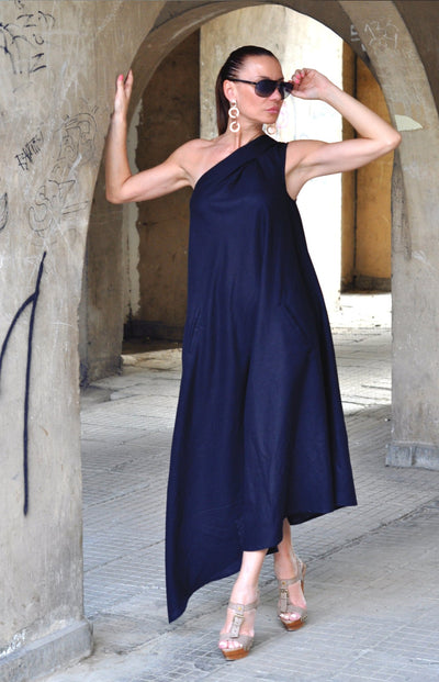 One Shoulder Linen Dress Tiffany - EUG FASHION EugFashion 
