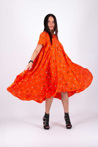 Orange Summer Dress KOSARA EugFashion 