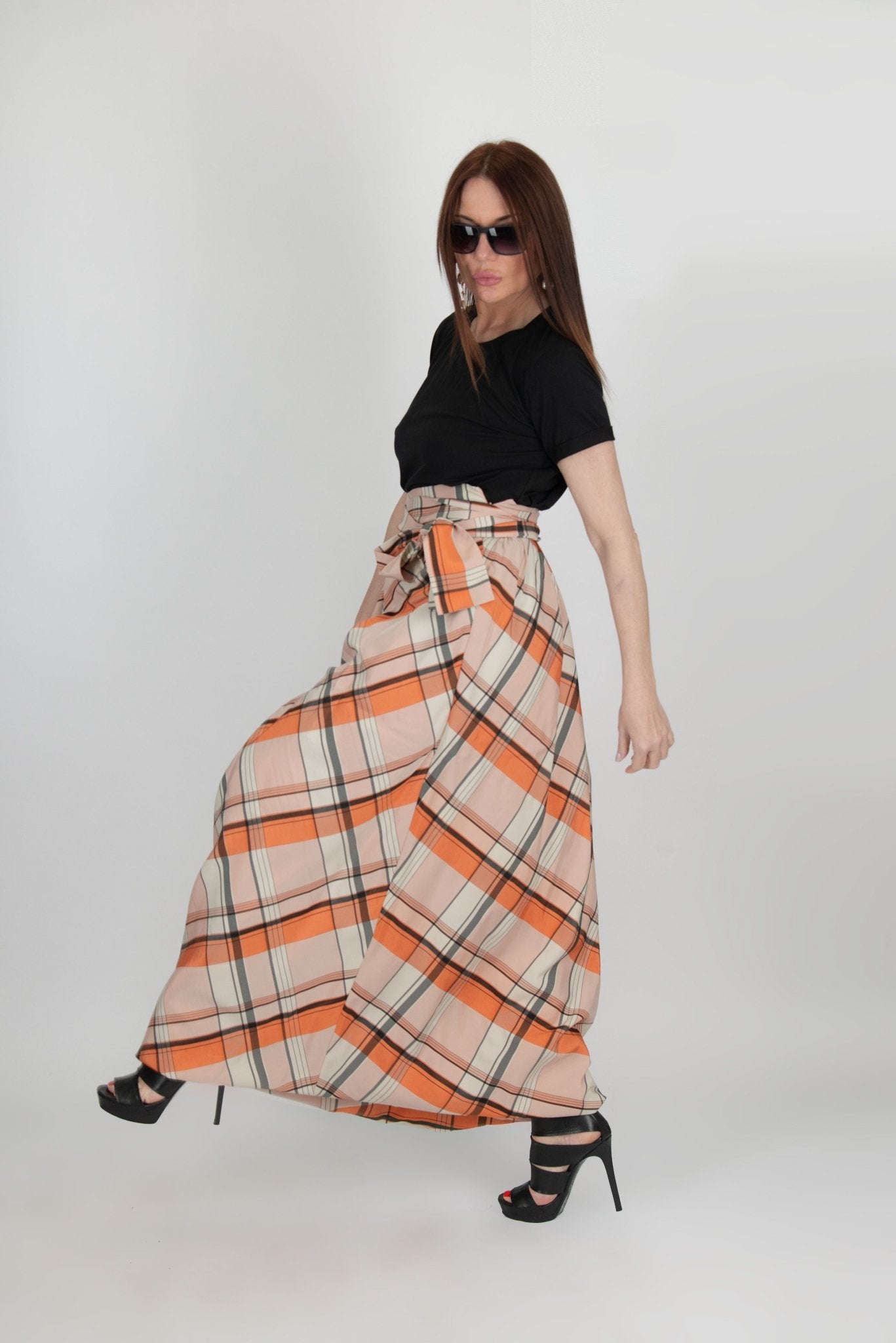 Plaid Long Wide Skirt Fantasy - EUG FASHION EugFashion 