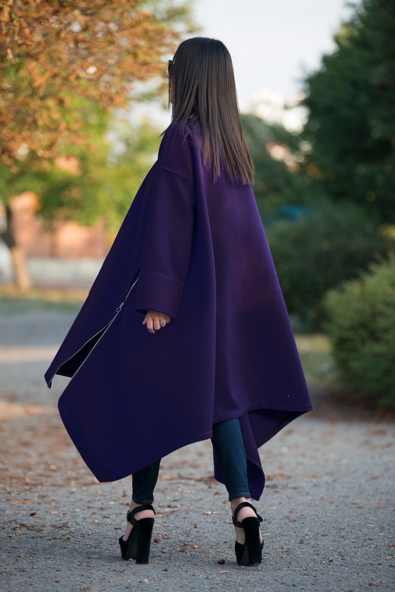 Purple Wool Women Coat FEDERICA - EUG FASHION EugFashion 