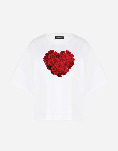 Roses Heart Valentine's Print on Premium T-shirt - EUG FASHION EugFashion 