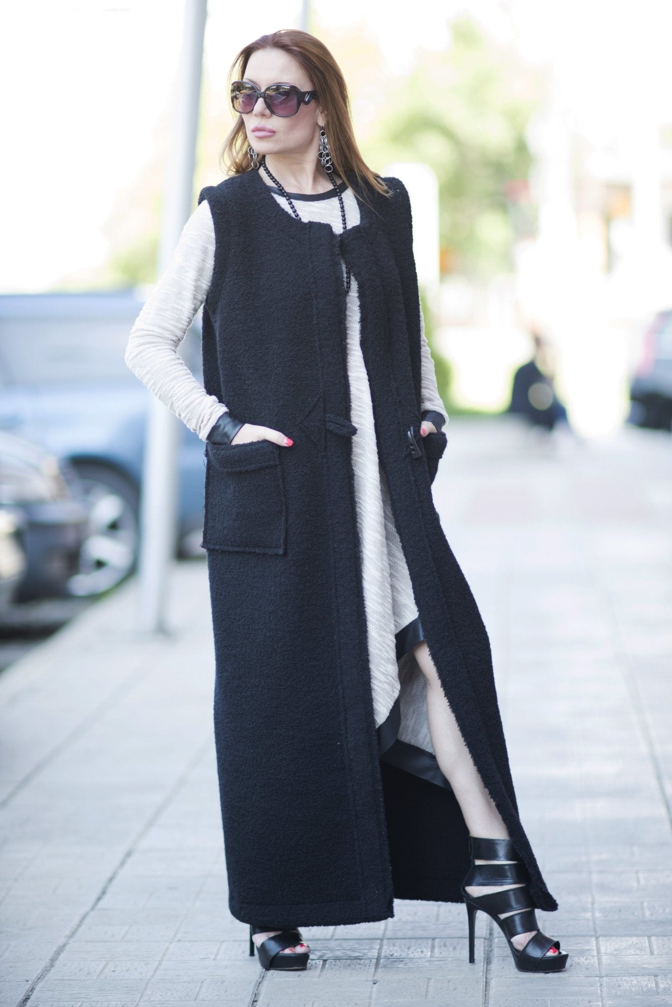 Sleeveless Long Wool Vest IRENE SALE - EUG FASHION EugFashion 