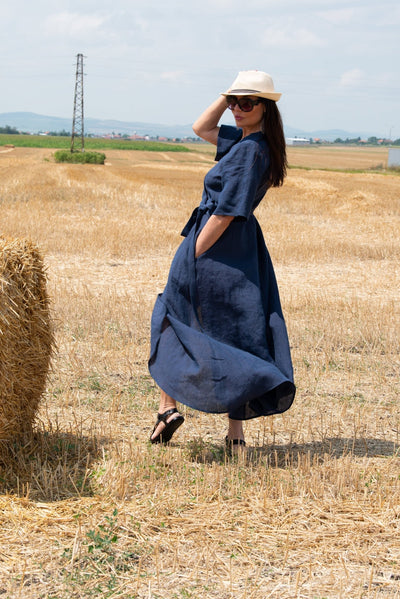 Summer Linen Wrap Dress Verona - EUG FASHION EugFashion 